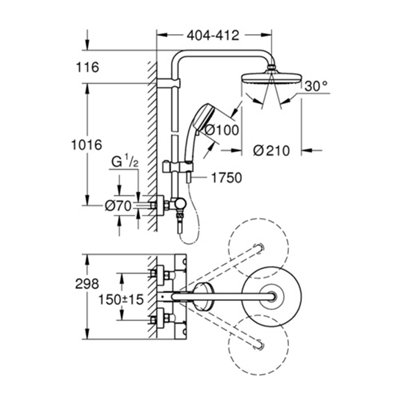 Grohe Tempesta Cosmopolitan 210 Thermostatic Shower System - 27922001 - 5