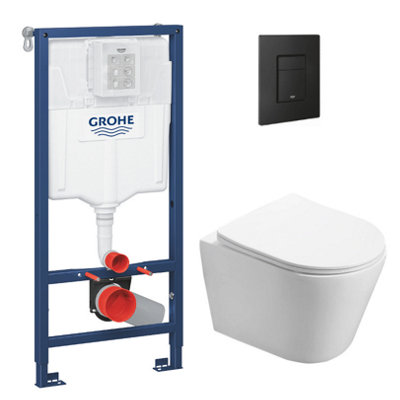 Grohe Toilet Pack Rapid SL Frame + SAT Infinitio Rimless Toilet + Matt ...