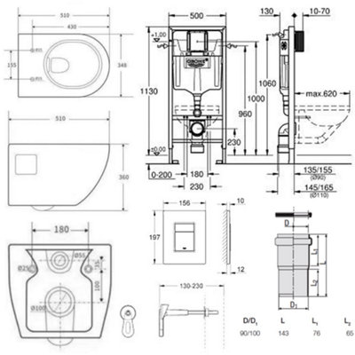 Grohe Toilet Pack Rapid SL Support Frame + SAT Rimless Toilet + Soft ...