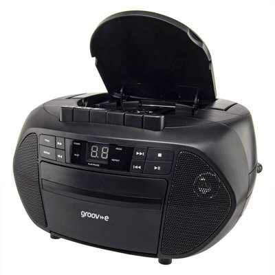 Groov-e GVPS833BK Traditional Boombox Portable CD & Cassette