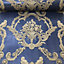 Grosvenor 3D Effect Floral Damask Wallpaper Blue Debona 6216
