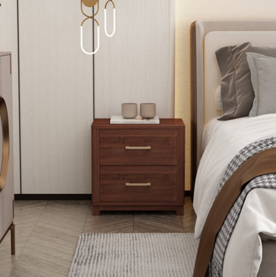 Grotti 2 Drawer Brown Bedside Table