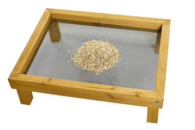 Ground Wooden Wild Bird Feeder Mesh Table Tray Micro Mesh Feeding