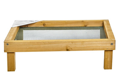 Ground Wooden Wild Bird Feeder Mesh Table Tray Micro Mesh Feeding - 6
