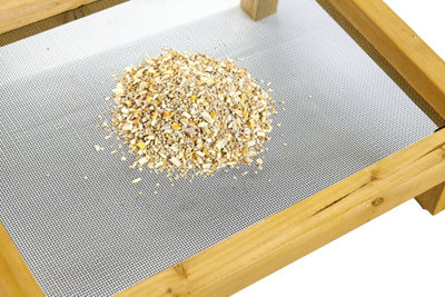 Ground Wooden Wild Bird Feeder Mesh Table Tray Micro Mesh Feeding - 7