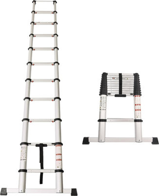 Groundlevel Extra Safe Wide Step Telescopic Ladder 3.8m