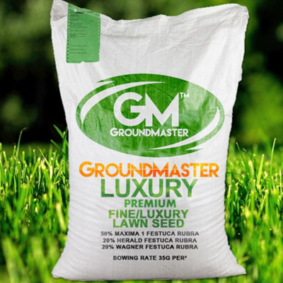 GroundMaster 15kg Fine Luxury Green Lawn Ornamental Style Grass Seed Various Sizes