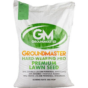 GroundMaster 20kg Hard Wearing Tough Garden Premium Back Lawn Grass Seed Various Sizes