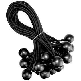 GroundMaster Ball Bungee Cords (Black, Pack of 4)