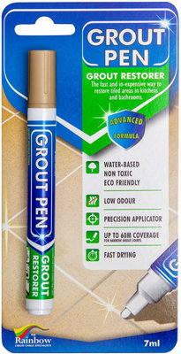 Grout Pen - Designed for restoring tile grout in bathrooms & kitchens (Beige)