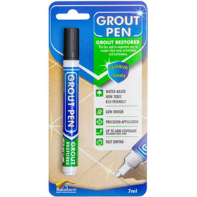 Grout Pen - Designed for restoring tile grout in bathrooms & kitchens (BLACK)