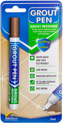 Grout Pen - Designed for restoring tile grout in bathrooms & kitchens (BROWN)