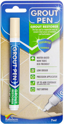 Grout Pen - Designed for restoring tile grout in bathrooms & kitchens (CREAM)