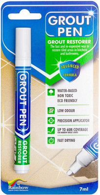 Grout Pen - Designed for restoring tile grout in bathrooms & kitchens (White)