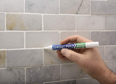 Grout Pen - Designed for restoring tile grout in bathrooms & kitchens (White)