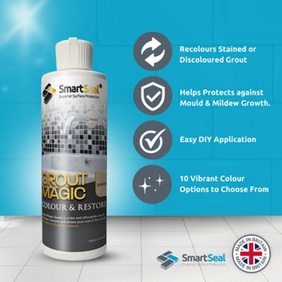 Grout Restorer, Grout Magic, Smartseal, (Black), Grout Sealer, Superior to Grout Paint and Grout Pen, 15-Year Lifespan, 237ml
