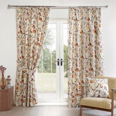 Grove Autumn Floral 3" Pencil Pleat Curtains