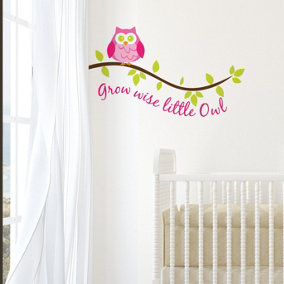 Grow Wise Little Owl Decal Pink Wall Stickers
