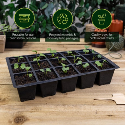 Growers Choice 10 X Seed Tray Inserts 15 Cell 35cm Black Plastic ...