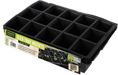 Growers Choice 10 X Seed Tray Inserts 15 Cell 35cm Black Plastic ...