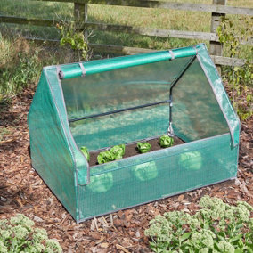GroZone Garden Cloche - Mini Greenhouse Grow House with Metal Frame, PE Cover & Zip Up Panel - Measures H94 x W124 x D93cm