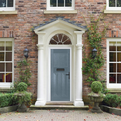 GRP Front door Eaton Solid Slate Grey 890mm x 2090mm Open in Left hand None Glass 10 Year Guarantee with Free Delivery