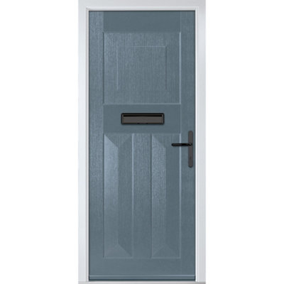 GRP Front door Eaton Solid Slate Grey 890mm x 2090mm Open in Left hand None Glass 10 Year Guarantee with Free Delivery