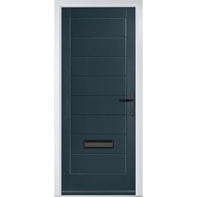 GRP Front door Monza Solid Anthracite Grey 920mm x 2090mm Open in Left hand No Glass 10 Year Guarantee with Free Delivery