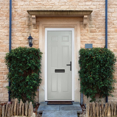 GRP Front door Muirfield solid Agate Grey 890mm x 2090mm Open in Left hand None Glass