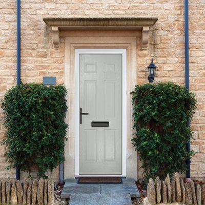 GRP Front door Muirfield solid Agate Grey 890mm x 2090mm Open in Right hand None Glass