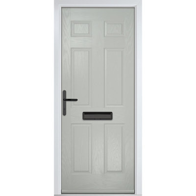 GRP Front door Muirfield solid Agate Grey 920mm x 2090mm Open in Right hand None Glass 10 Year Guarantee with Free Delivery