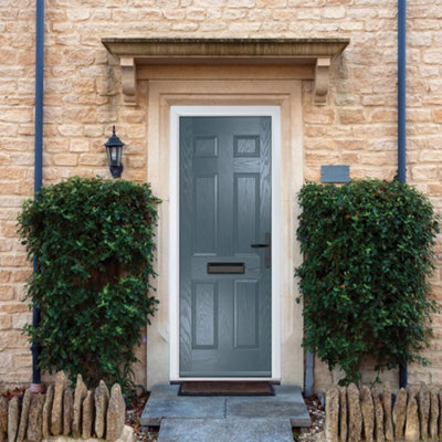 GRP Front door Muirfield solid Slate Grey 890mm x 2090mm Open in Left hand None Glass