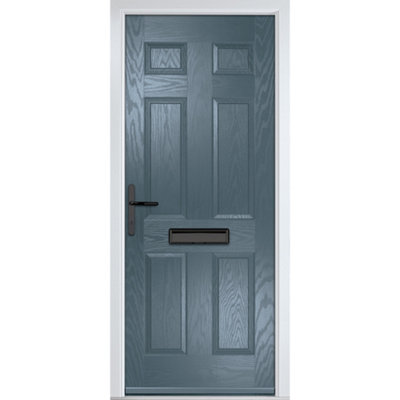 GRP Front door Muirfield solid Slate Grey 920mm x 2090mm Open in Right hand None Glass 10 Year Guarantee with Free Delivery