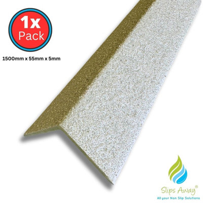 GRP Stair Nosings Heavy-Duty Anti-Slip Safety Tread - Non-Slip Step Edge Protection  White  1500mm