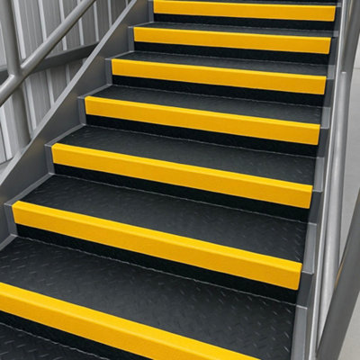 1500mm X 345mm GRP Anti-Slip Stair Tread Covers - Yellow | Heavy-Duty