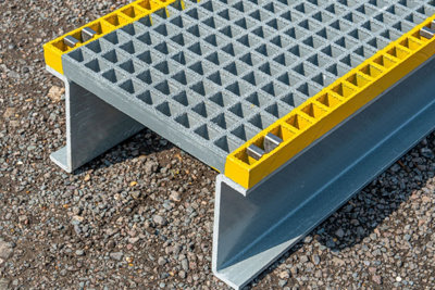 GRP Step Over Platform 578 x 1220 x 188mm (150mm clearance) Grey/Yellow