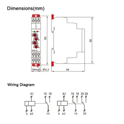 GRT8-S2 Mini Asymmetric Cycle Timer ON/OFF Repeat Cycle Time Relay AC