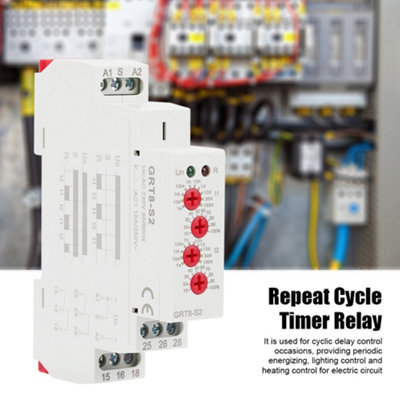 GRT8-S2 Mini Asymmetric Cycle Timer ON/OFF Repeat Cycle Time Relay AC