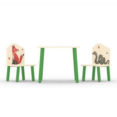 Gruffalo Table and 2 Chairs, Green, Cream, Childs, 18m to 6 yrs