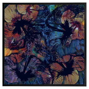 Grunge flower print (Picutre Frame) / 12x12" / Grey