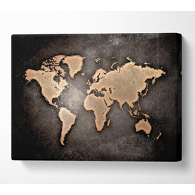 Grunge World Map Canvas Print Wall Art - Medium 20 x 32 Inches
