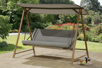 GSD 3 Seat Modern Bordeaux Swing Chair with Grey Waterproof Canopy