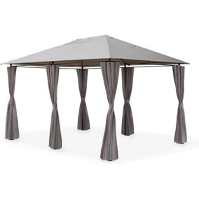GSD 3m x 4m Large Grey Lilly Gazebo with Side Curtains
