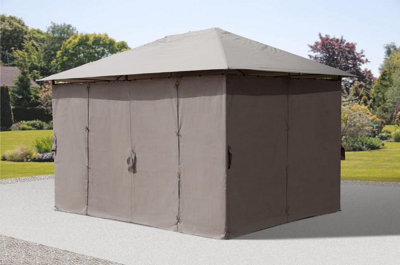 GSD 3m x 4m Large Grey Lilly Gazebo with Side Curtains - 3