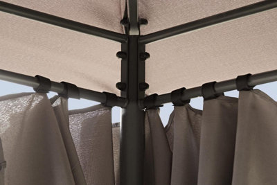 GSD 3m x 4m Large Grey Lilly Gazebo with Side Curtains - 6