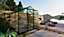 GSD Clear Polycarbonate Greenhouse - Galvanized Base, Aluminium Frame w/ Sliding Door 6x8