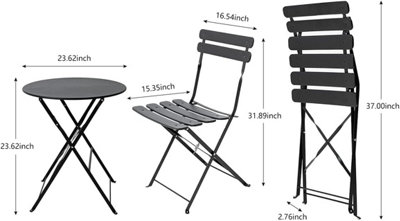 GSD Eve Black Bistro Foldable Balcony Set