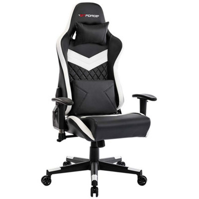 GTForce Evo Sr Reclining Sports Racing Gaming Office Desk Pc Car Faux Leather Chair (White)