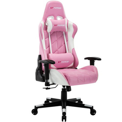 GTForce Pro GT Reclining Sports Racing Gaming Office Desk Pc Car Faux Leather Chair (Pink)