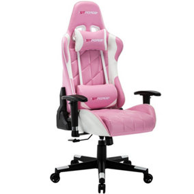 GTFORCE PRO GT RECLINING SPORTS RACING GAMING OFFICE DESK PC CAR FAUX LEATHER CHAIR (Pink)